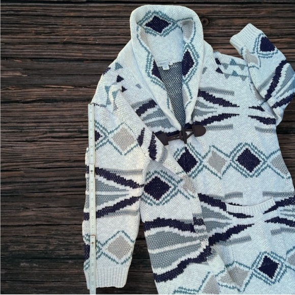 Coldwater Creek Taos Trails Southwestern Oatmeal Duster Knit Cardigan 1X VGUC - Picture 12 of 16